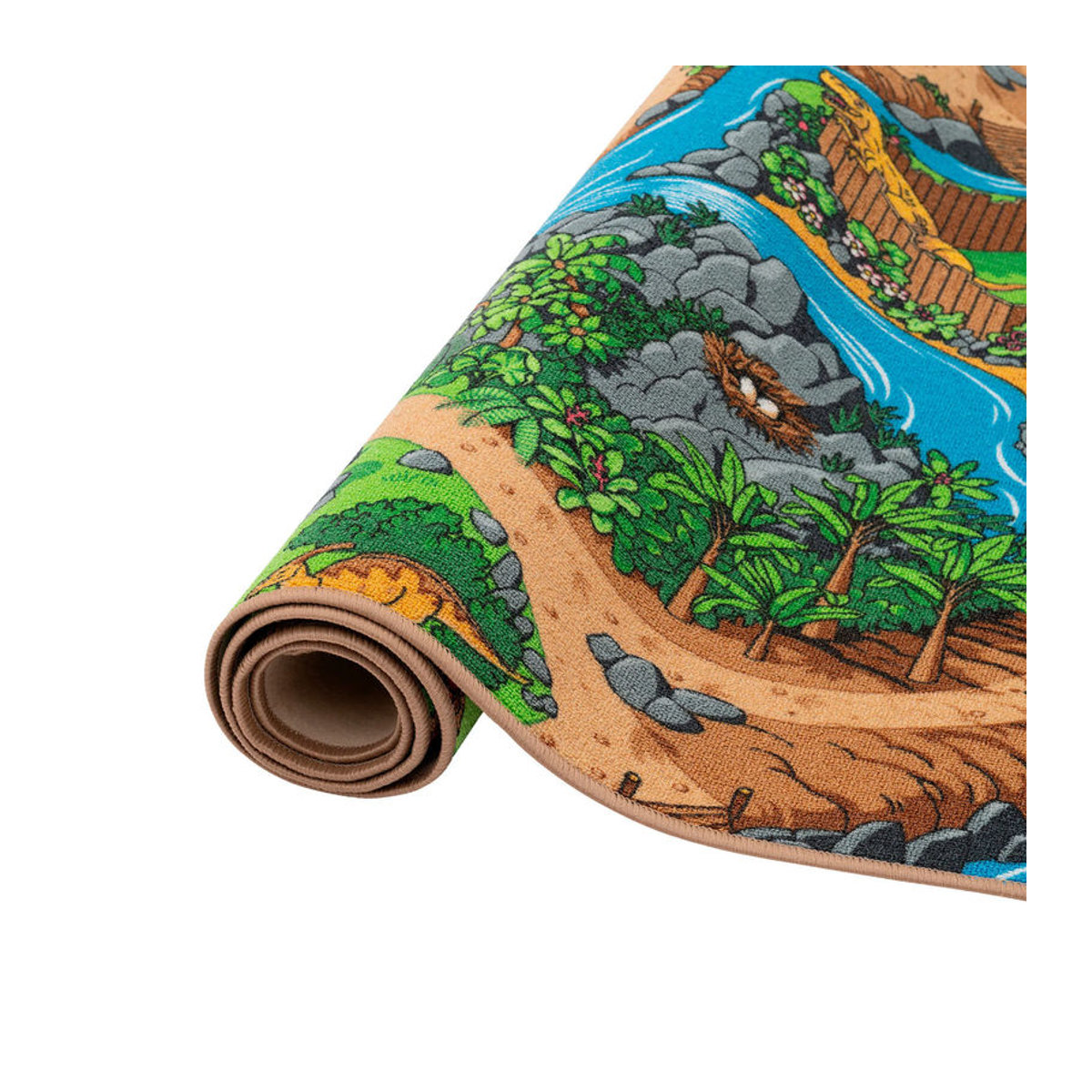 Snapstyle Kinder Spiel Straßen Teppich Dino Welt in Grün und Mehrfarbig - Bild 2