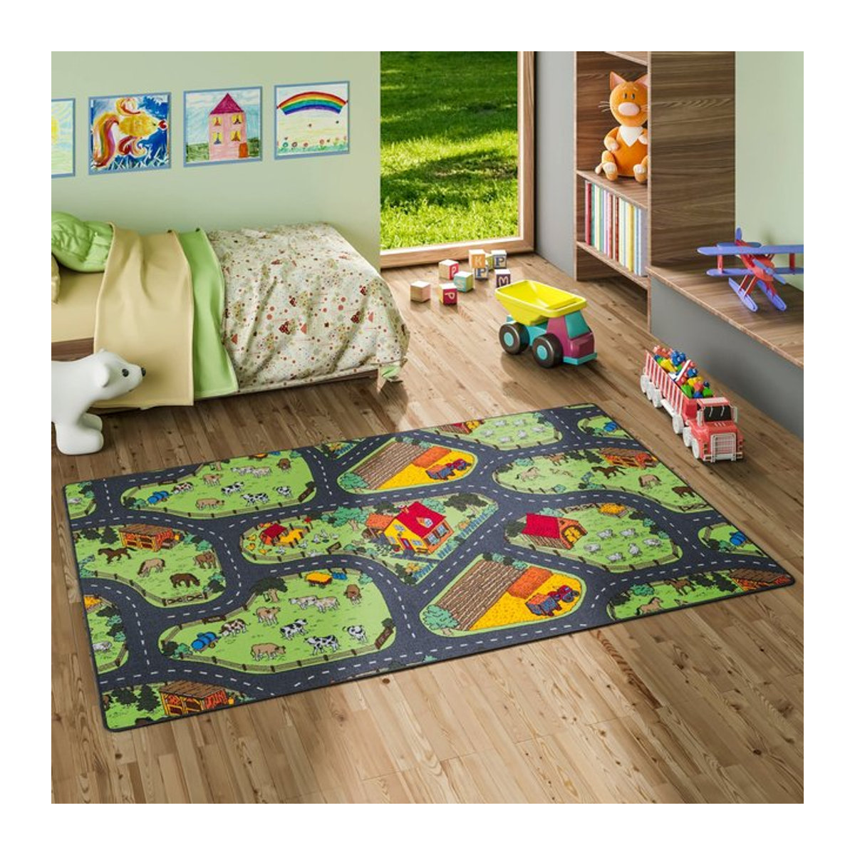 Snapstyle Kinder Spielteppich Bauernhof mehrfarbig tufted - Bild 1