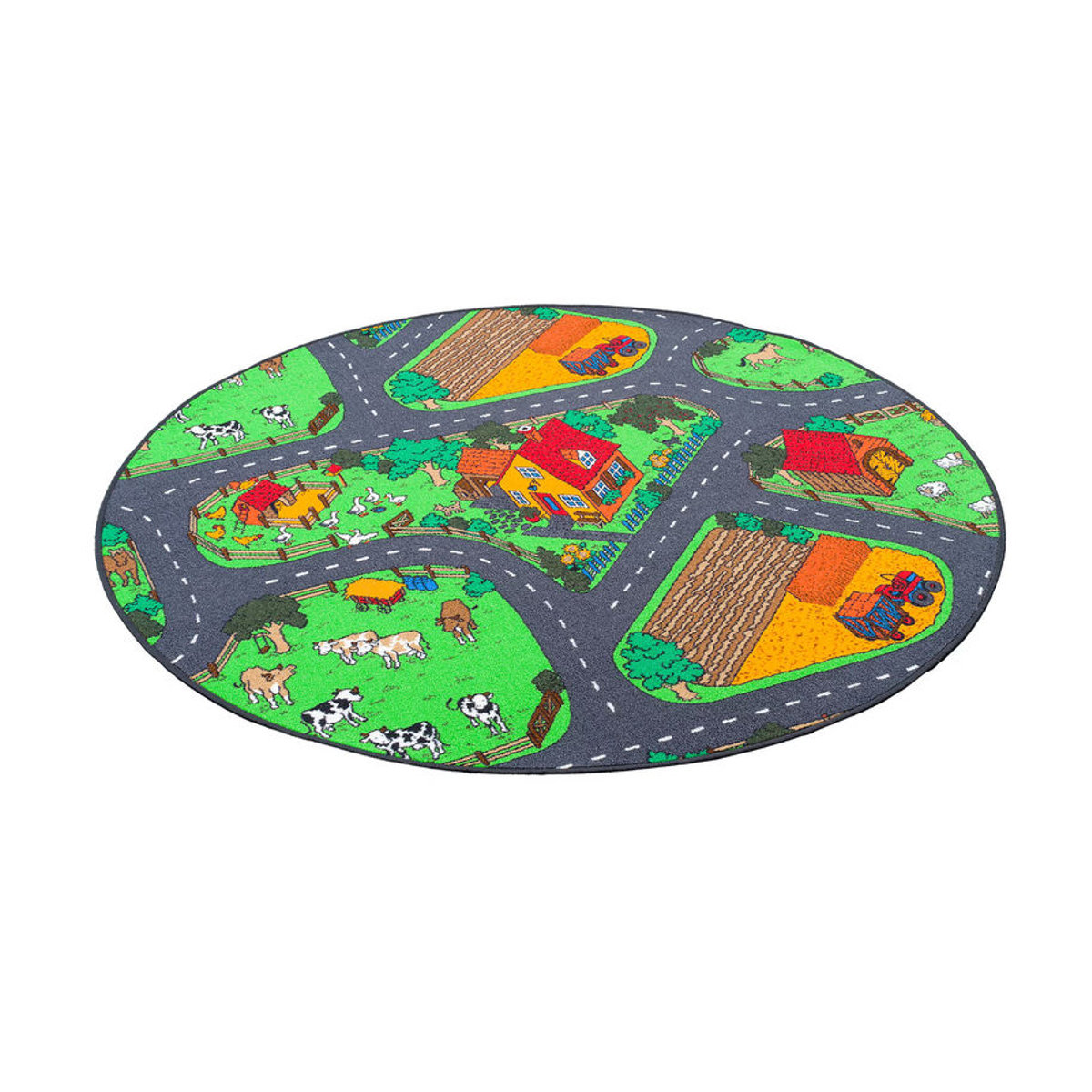 Snapstyle Kinder Spielteppich Bauernhof Rund, mehrfarbig und grün, tufted - Bild 2