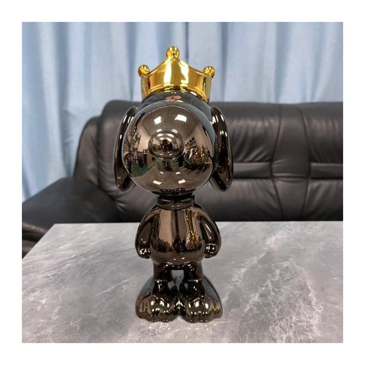 Snoopy Statue von Potdemiel in Gold und Schwarz, dekorative Skulptur aus Metall für die Heimdekoration, Höhe: 30 cm - Bild 1