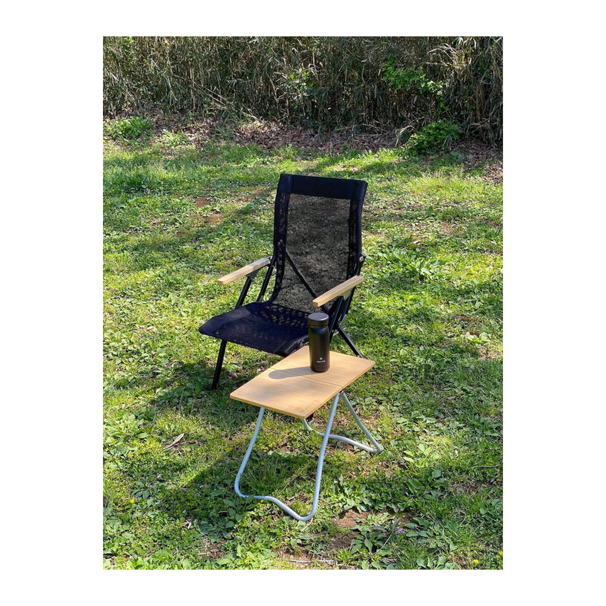 Snow Peak Mesh Low Chair 30 Outdoor Campingstuhl in Schwarz mit Metall und Holz - Bild 3