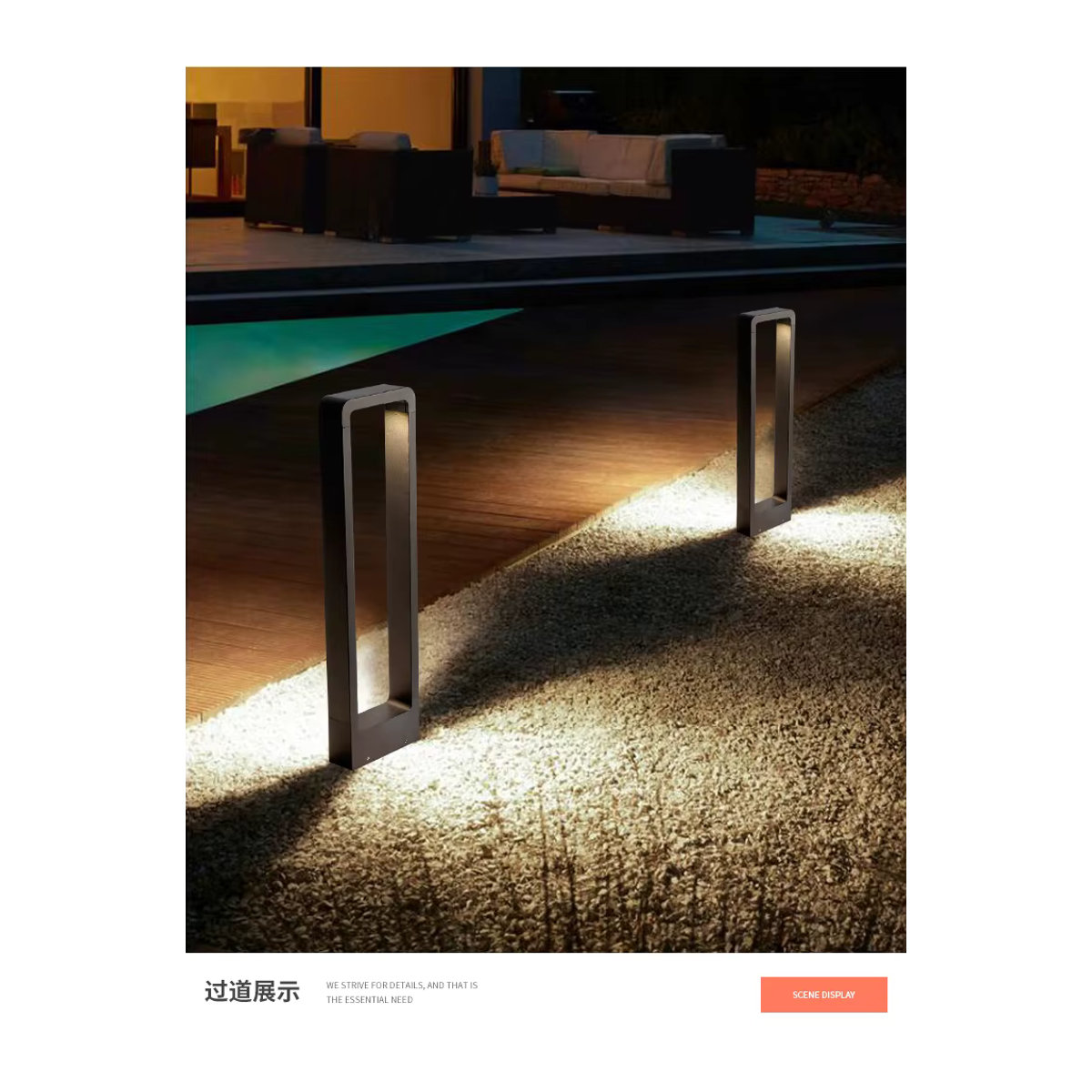 SNYKA Pollerleuchte LED Gartenlicht Schwarz Kaltweiß 15W IP68 Outdoor Landschaftsbeleuchtung - Bild 3