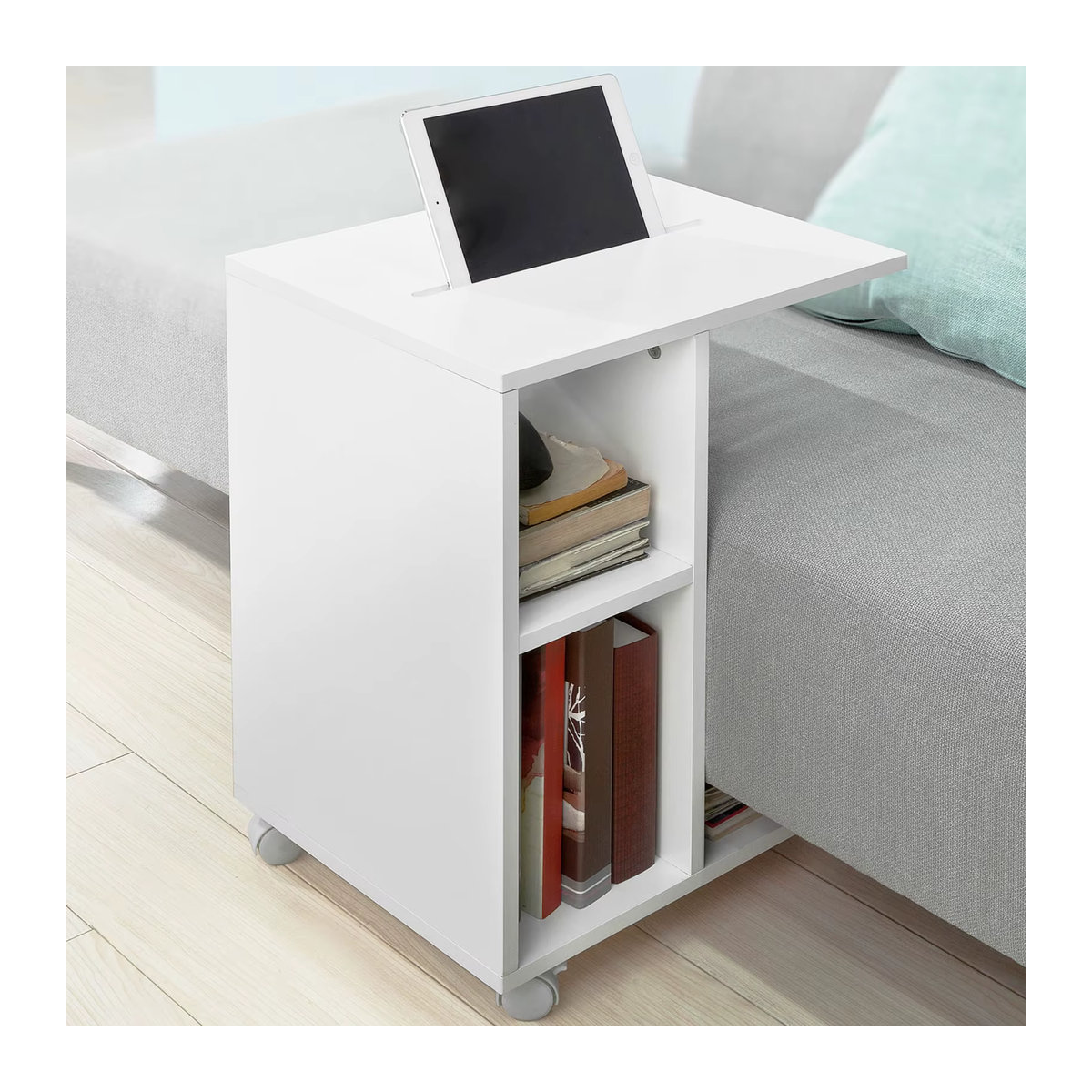SoBuy Couchtisch Modern in Weiß mit 2 Fächern, B/T/H: 45 x 35 x 58 cm - Bild 6