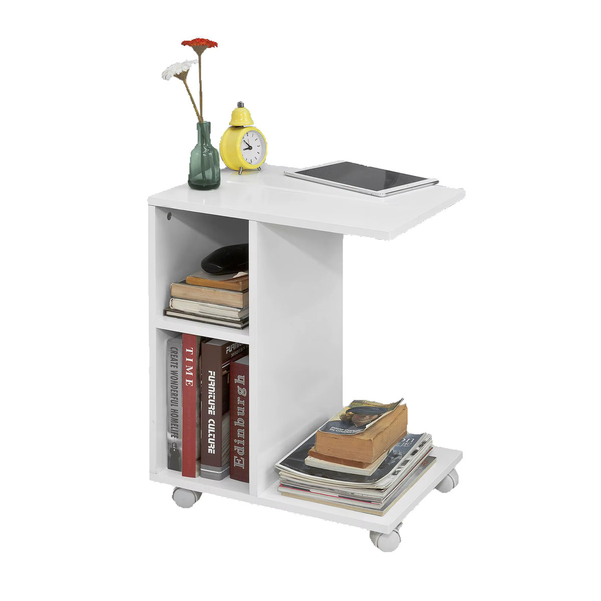 SoBuy Couchtisch Modern in Weiß mit 2 Fächern, B/T/H: 45 x 35 x 58 cm - Bild 7