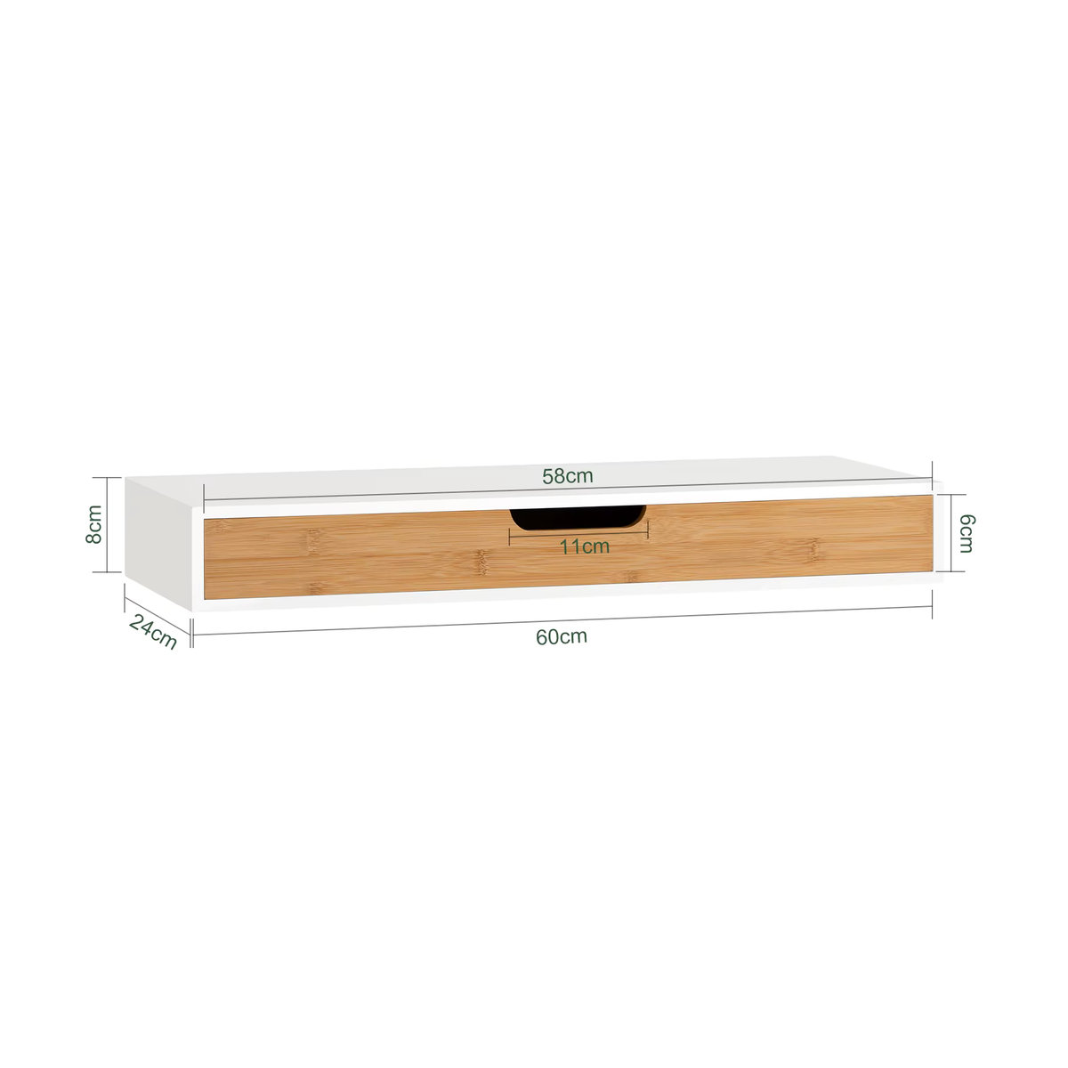 SoBuy FRG93-WN Schweberegal in Weiß mit Schublade im skandinavischen Design, Breite: 60 cm - Bild 3