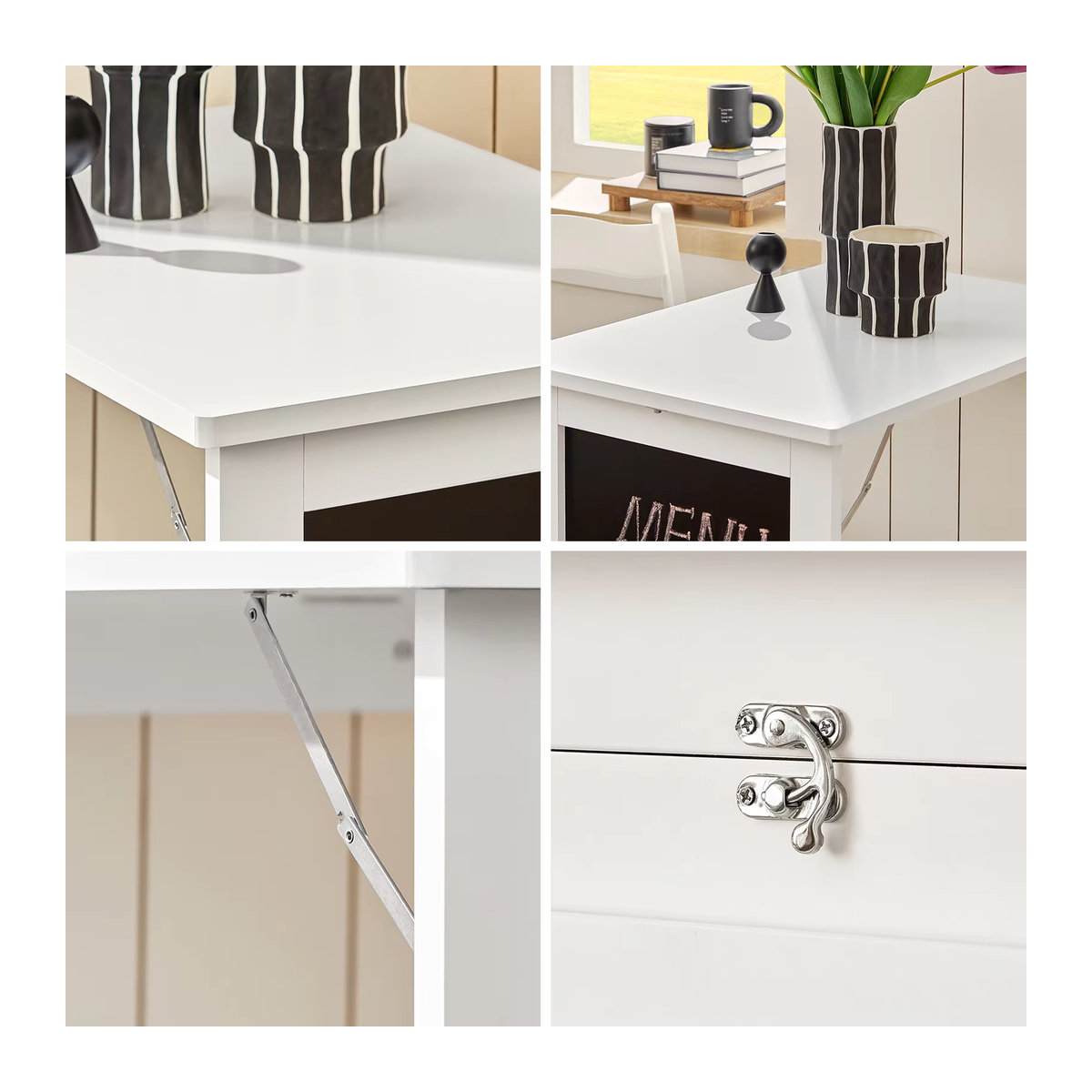 SoBuy FWT20-W Wandtisch mit Tafel und Memoboard in Weiß, moderner Klapptisch im skandinavischen Stil, H x B x T: 75 x 50 x 76 cm - Bild 6