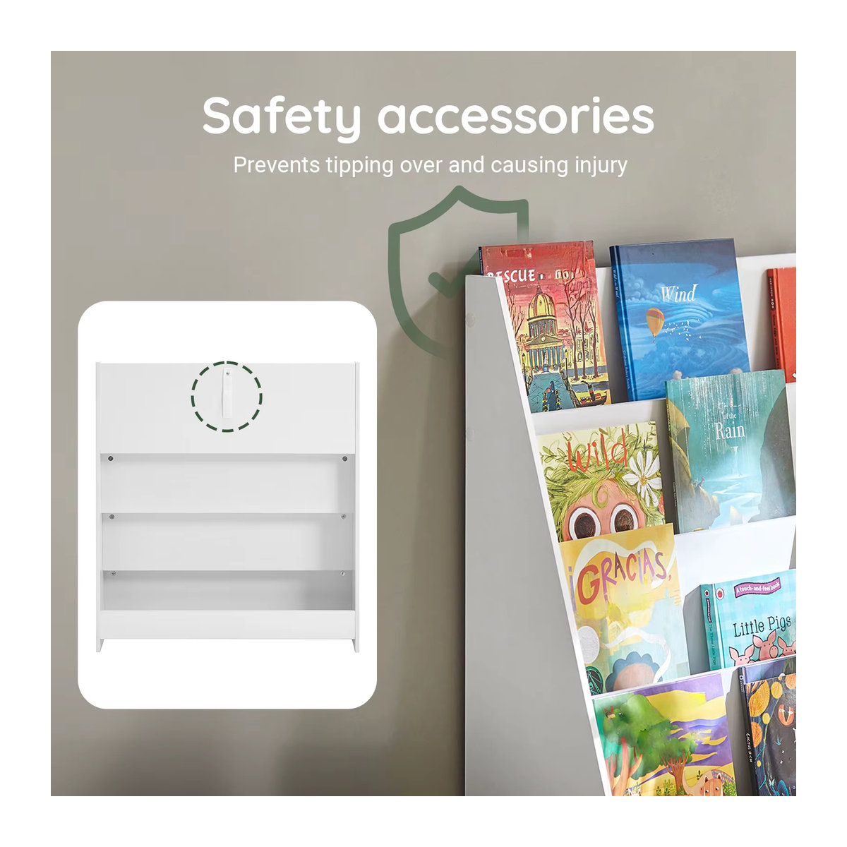 SoBuy Kinder Bücherregal mit 4 Ablagefächern Weiß B/T/H: 80 x 30 x 88 cm - Bild 5
