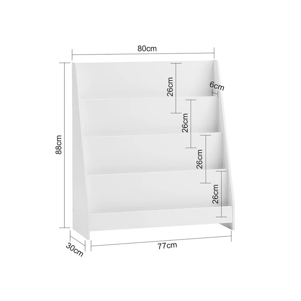 SoBuy KMB32 Kinder Bücherregal mit 4 Ablagefächern in Weiß, minimalistisches Aufbewahrungsregal und Zeitungsständer, freistehend - Bild 2