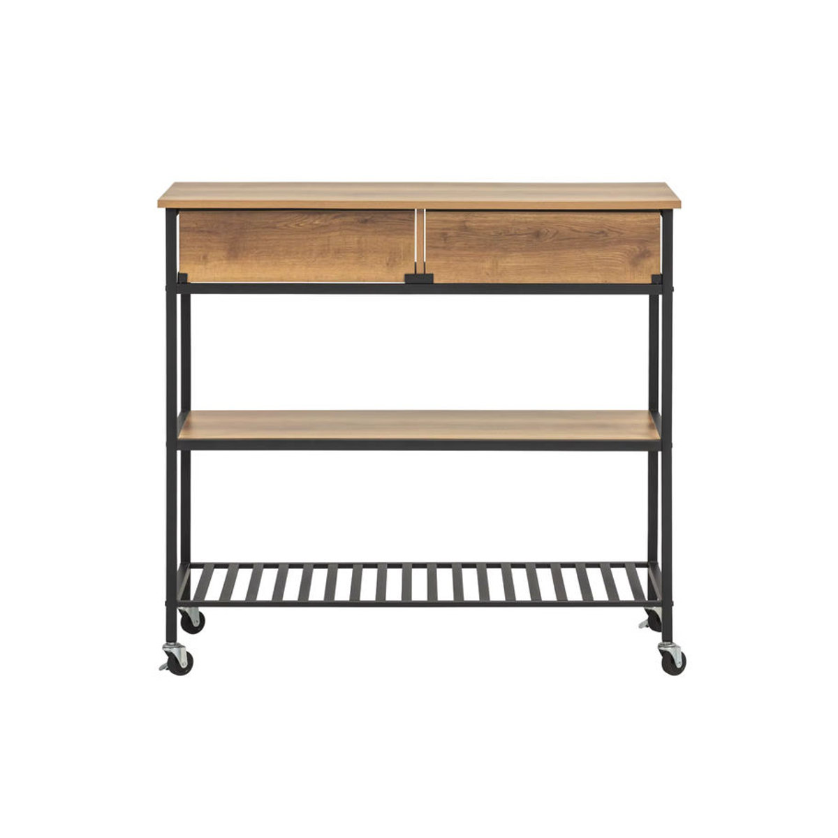 SoBuy Kücheninsel im Industrial Design mit 1 Schublade, Braun/Natur, B: 100 cm, T: 45 cm, H: 92,5 cm - Bild 2