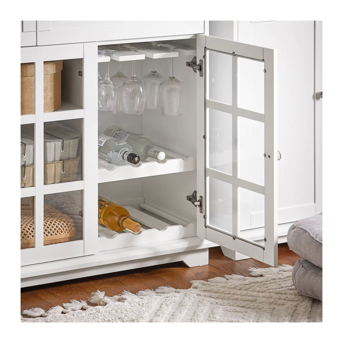 SoBuy Küchenschrank FSB77-W als Kücheninsel und Buffet mit Glastür in Weiß, B/T/H: 119 x 40 x 90 cm - Bild 5