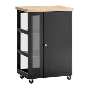SoBuy Küchenwagen Modern in Schwarz aus Holzwerkstoff mit 2 Türen B/T/H: 60 x 40 x 90 cm