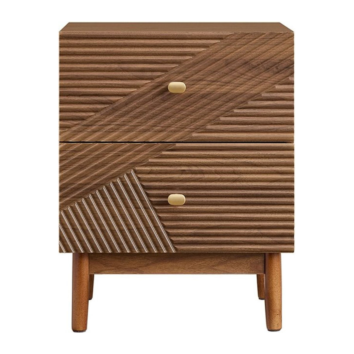 SoBuy Nachttisch im Retro-Design mit 2 Schubladen in Braun, B: 40 cm, T: 45 cm, H: 58,2 cm - Bild 1