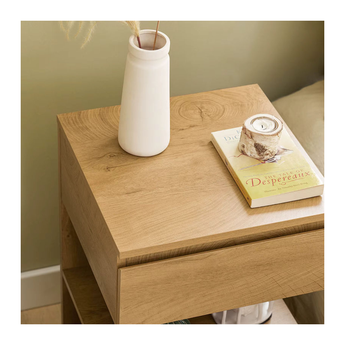 SoBuy Nachttisch Modern Skandinavisch in Natur mit 1 Schublade und 3 Ablagen, B/T/H: 39 x 39 x 65 cm - Bild 2