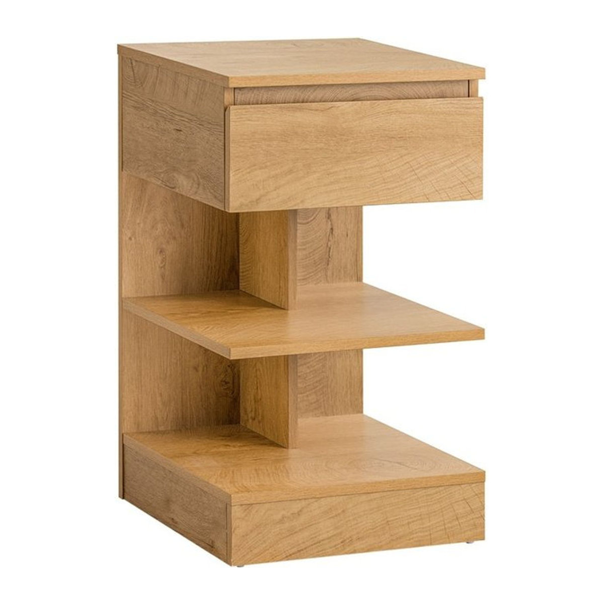 SoBuy Nachttisch Modern Skandinavisch in Natur mit 1 Schublade und 3 Ablagen, B/T/H: 39 x 39 x 65 cm - Bild 4