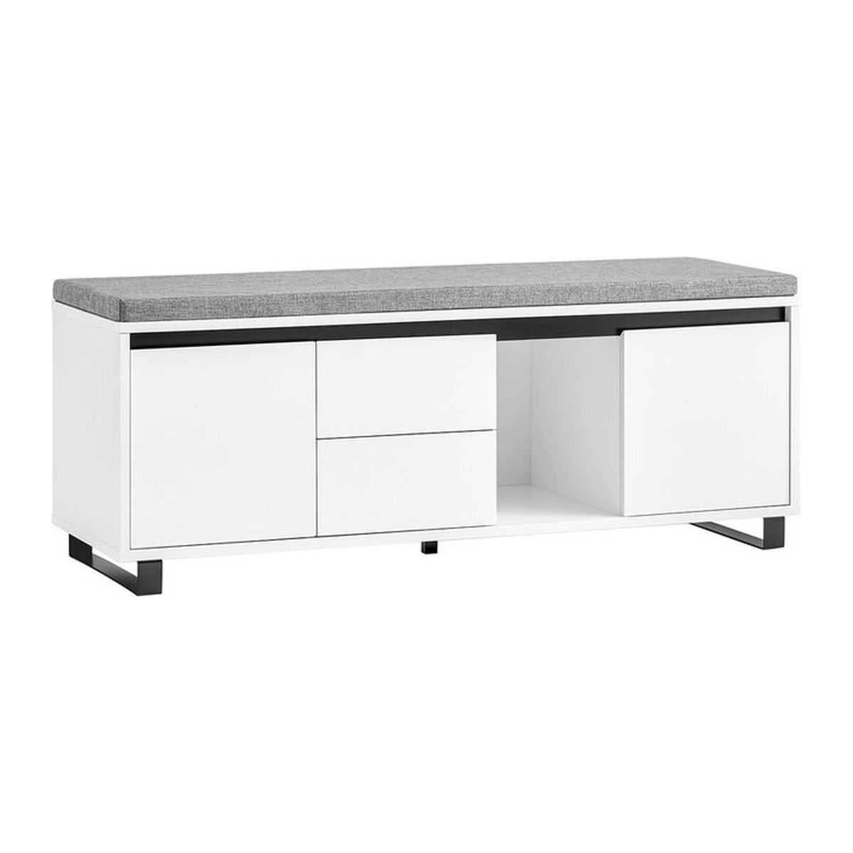 SoBuy Schuhbank im Industrial Design mit 2 Schubladen, Weiß, B/T/H: 110 x 35 x 42 cm - Bild 1