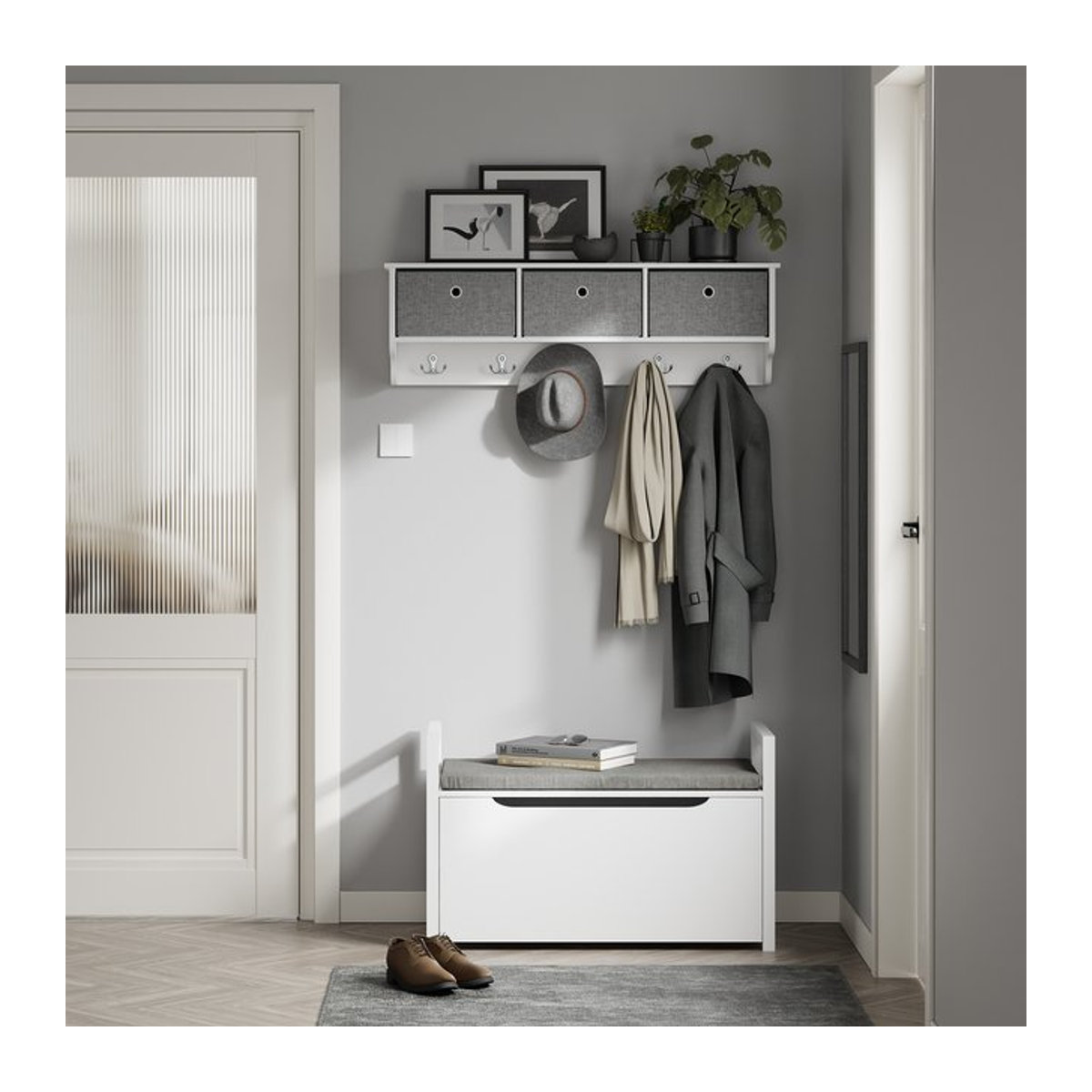 SoBuy Schuhbank Modern Minimalistisch in Weiß B/T/H: 86 x 38 x 54 cm - Bild 1