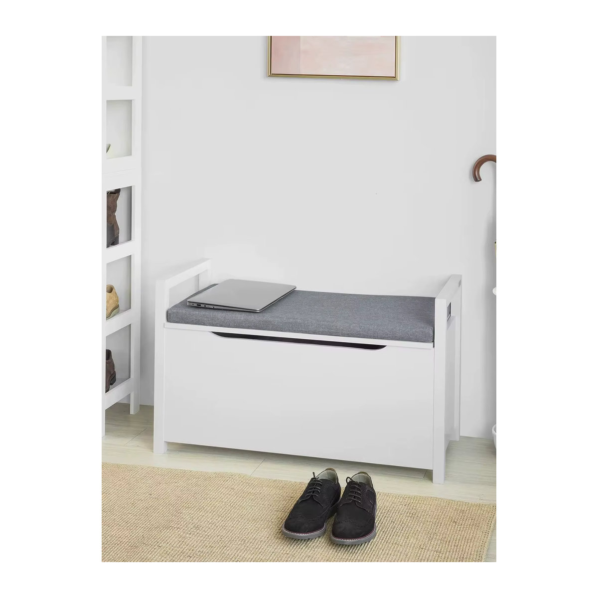 SoBuy Schuhbank Modern Minimalistisch in Weiß B/T/H: 86 x 38 x 54 cm - Bild 5