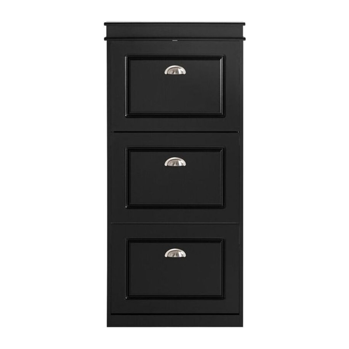 Sobuy Schuhkipper FSR94-SCH Schuhschrank in Schwarz mit 3 Klappen und 6 Ablageflächen, B/H/T: 53 x 117 x 24 cm - Bild 1