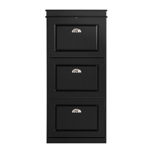 Sobuy Schuhkipper FSR94-SCH Schuhschrank in Schwarz mit 3 Klappen und 6 Ablageflächen, B/H/T: 53 x 117 x 24 cm