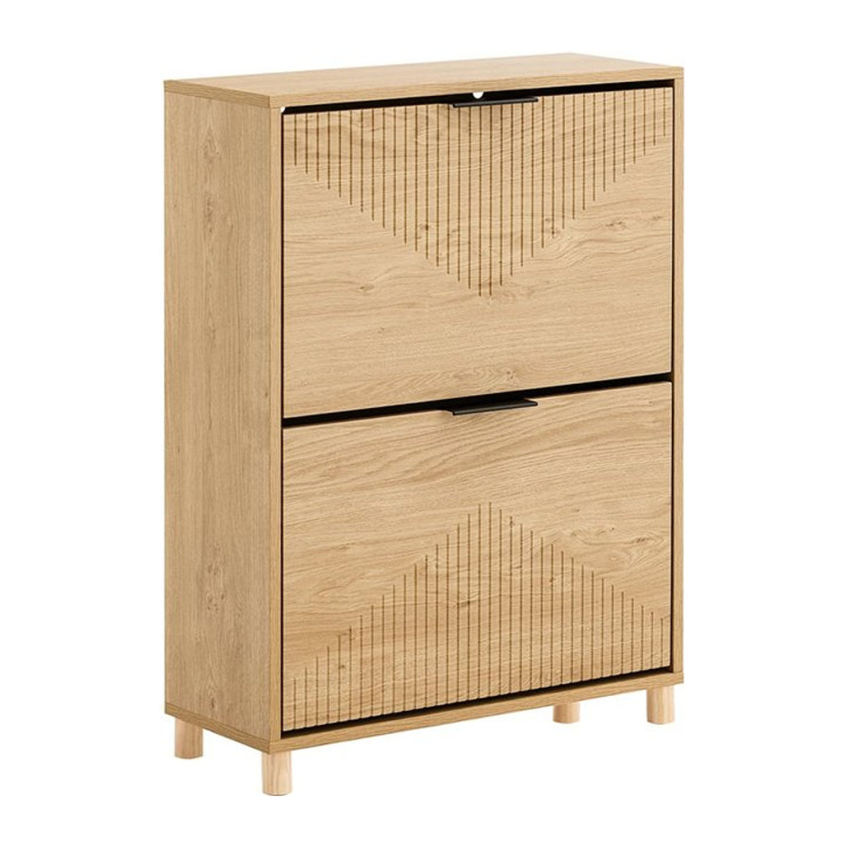 SoBuy Schuhschrank mit 2 Drehtüren in Natur im Retro-Design, B/T/H: 94 x 44,5 x 88,5 cm - Bild 1
