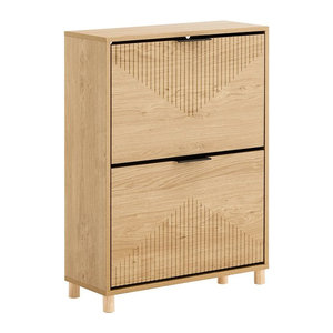 SoBuy Schuhschrank mit 2 Drehtüren in Natur im Retro-Design, B/T/H: 94 x 44,5 x 88,5 cm