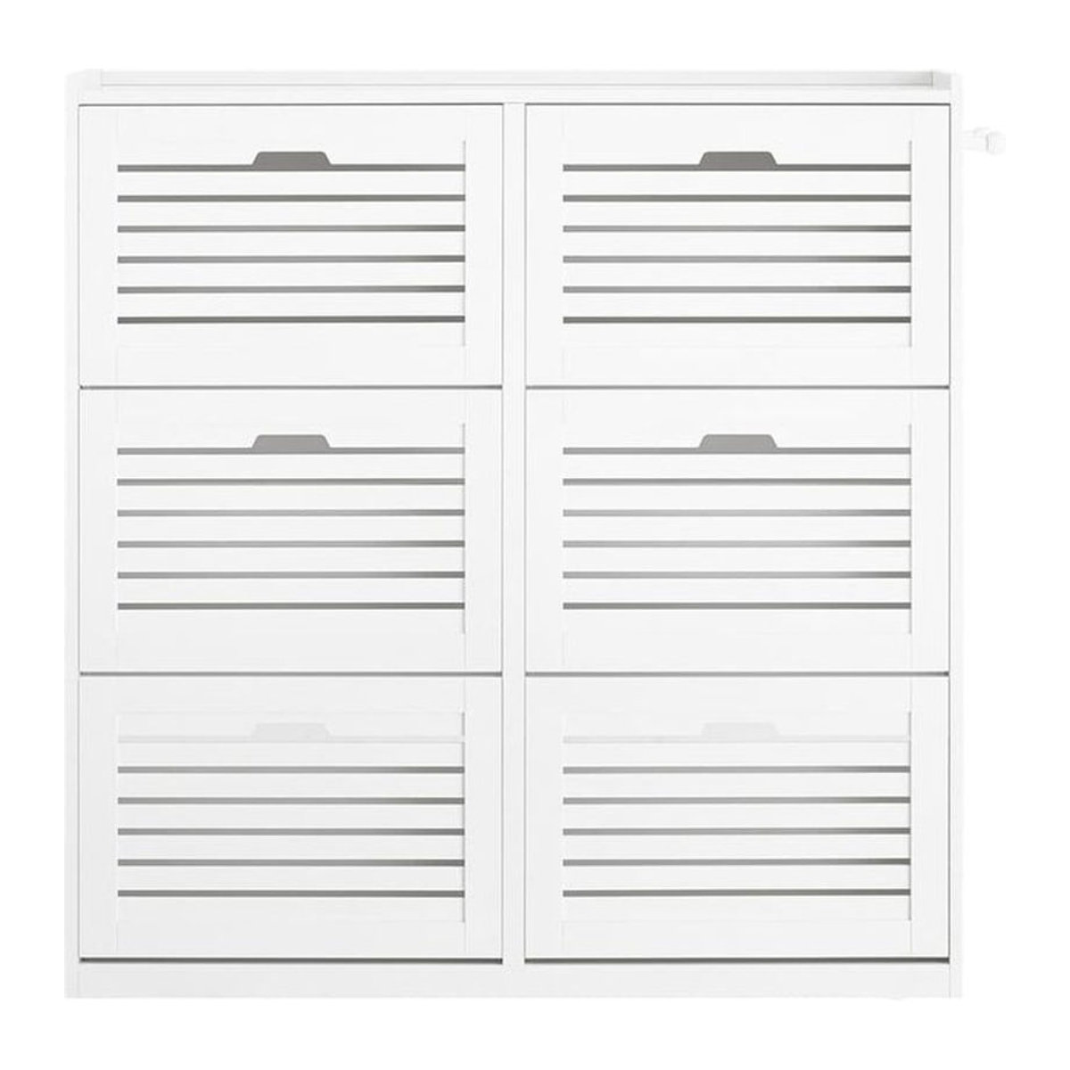 SoBuy Schuhschrank Modern mit 6 Drehtüren in Weiß B: 109 cm, T: 30 cm, H: 112,5 cm - Bild 1