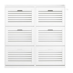 SoBuy Schuhschrank Modern mit 6 Drehtüren in Weiß B: 109 cm, T: 30 cm, H: 112,5 cm