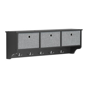SoBuy Wandgarderobe Modern in Schwarz mit 2 Schubladen B: 100 cm, T: 20 cm, H: 31 cm