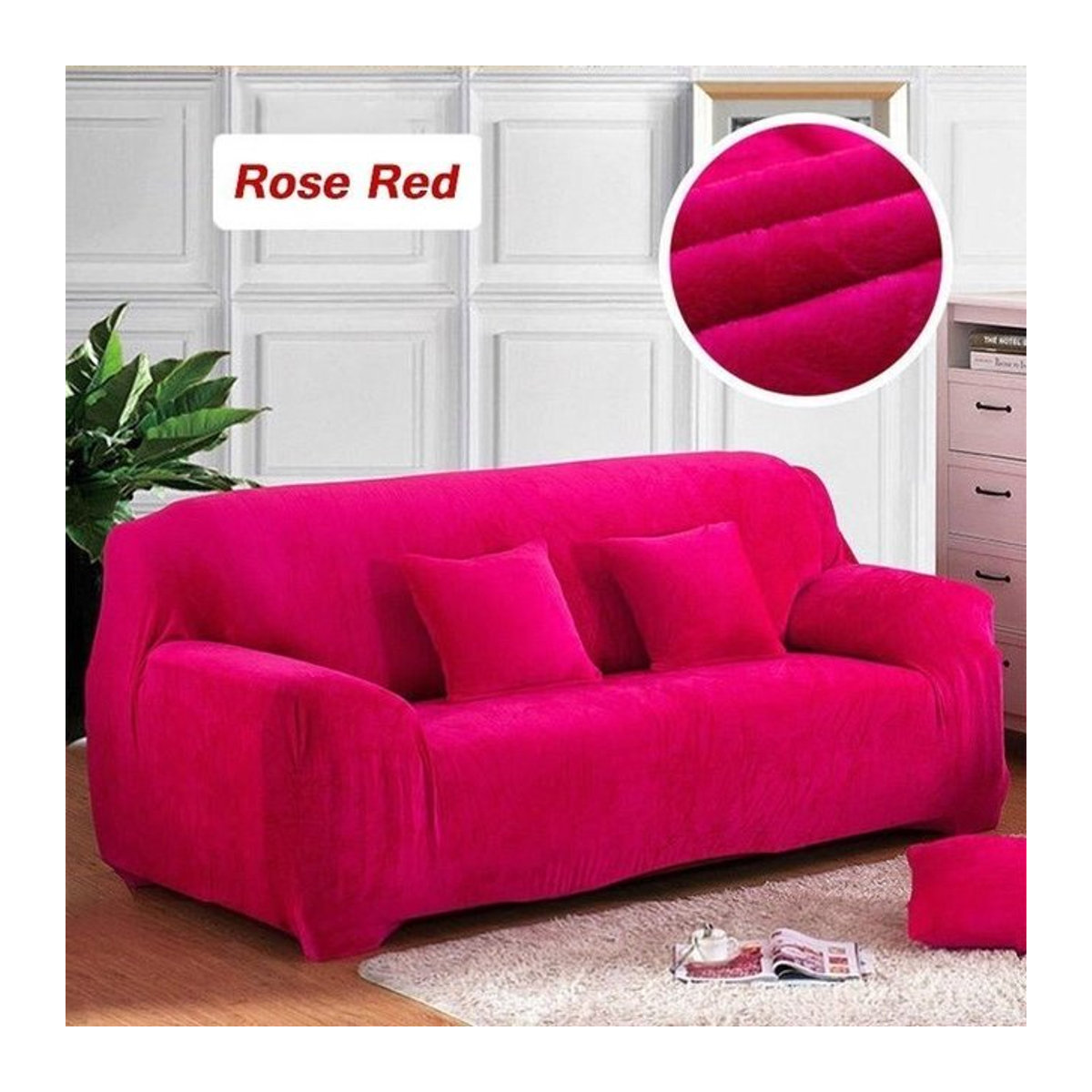 SoChic Soft-Stretch Sofa-Schonbezug für 2-Sitzer, elastischer Couchbezug, Farbe: Rosa Rot, Breite: 145-185 cm - Bild 1