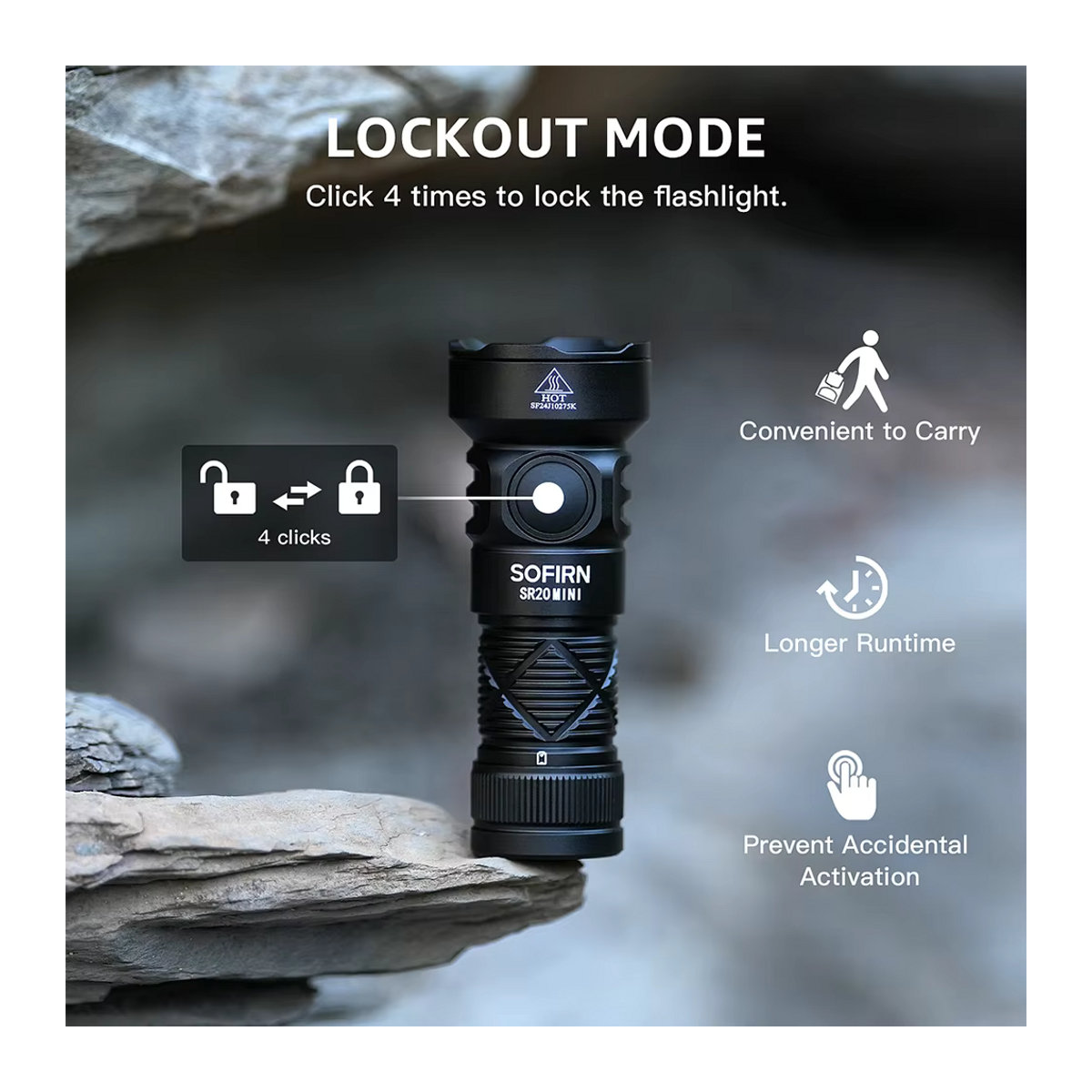 Sofirn SR20 MINI Taschenlampe mit 1200 lm, weißem und rotem LED-Licht, IP68 wasserdicht - Bild 5