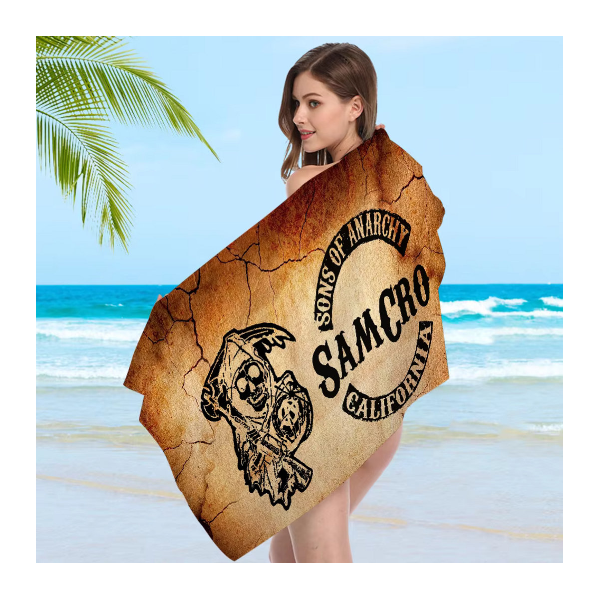 Sohn der Anarchie Mikrofasertuch in Beige, saugfähig und schnelltrocknend für Strand, Schwimmbad oder Yoga - Bild 6
