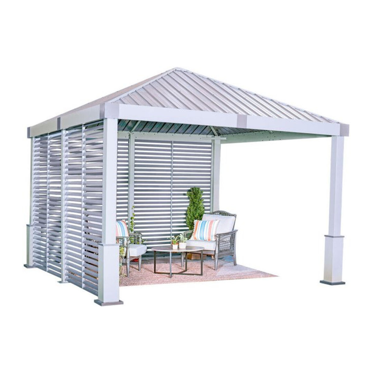 Sojag Aluminium Pavillon Nanda inkl. Seitenwand, Farbe: Beige/Alufarben, B/T/H: 363 x 363 x 313 cm - Bild 1