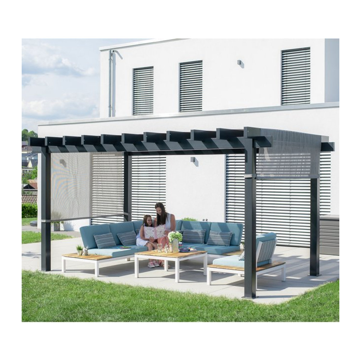 Sojag Aluminium Pergola Yamba mit Sonnensegel, anthrazit, L x B x H: 495 x 295 x 253 cm - Bild 2