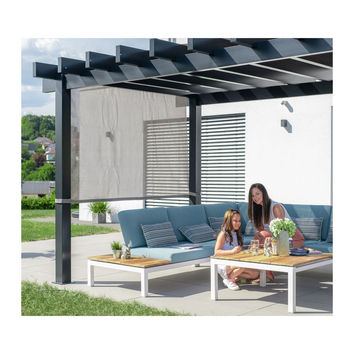 Sojag Aluminium Pergola Yamba mit Sonnensegel, anthrazit, L x B x H: 495 x 295 x 253 cm - Bild 3