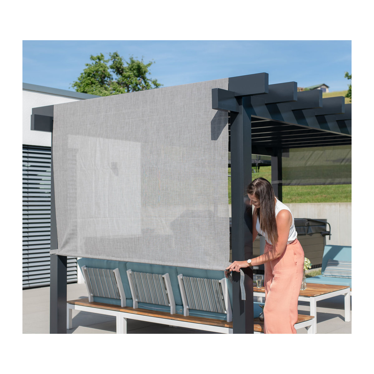 Sojag Aluminium Pergola Yamba mit Sonnensegel, anthrazit, L x B x H: 495 x 295 x 253 cm - Bild 4