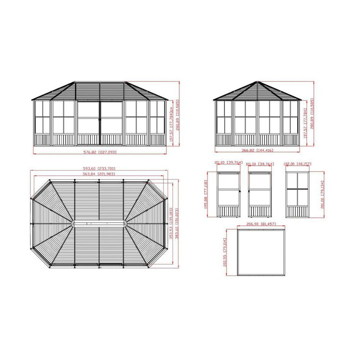 Sojag Kaltwintergarten Charleston Aluminium Anthrazit B/H/T: 594 x 281 x 384 cm - Bild 1