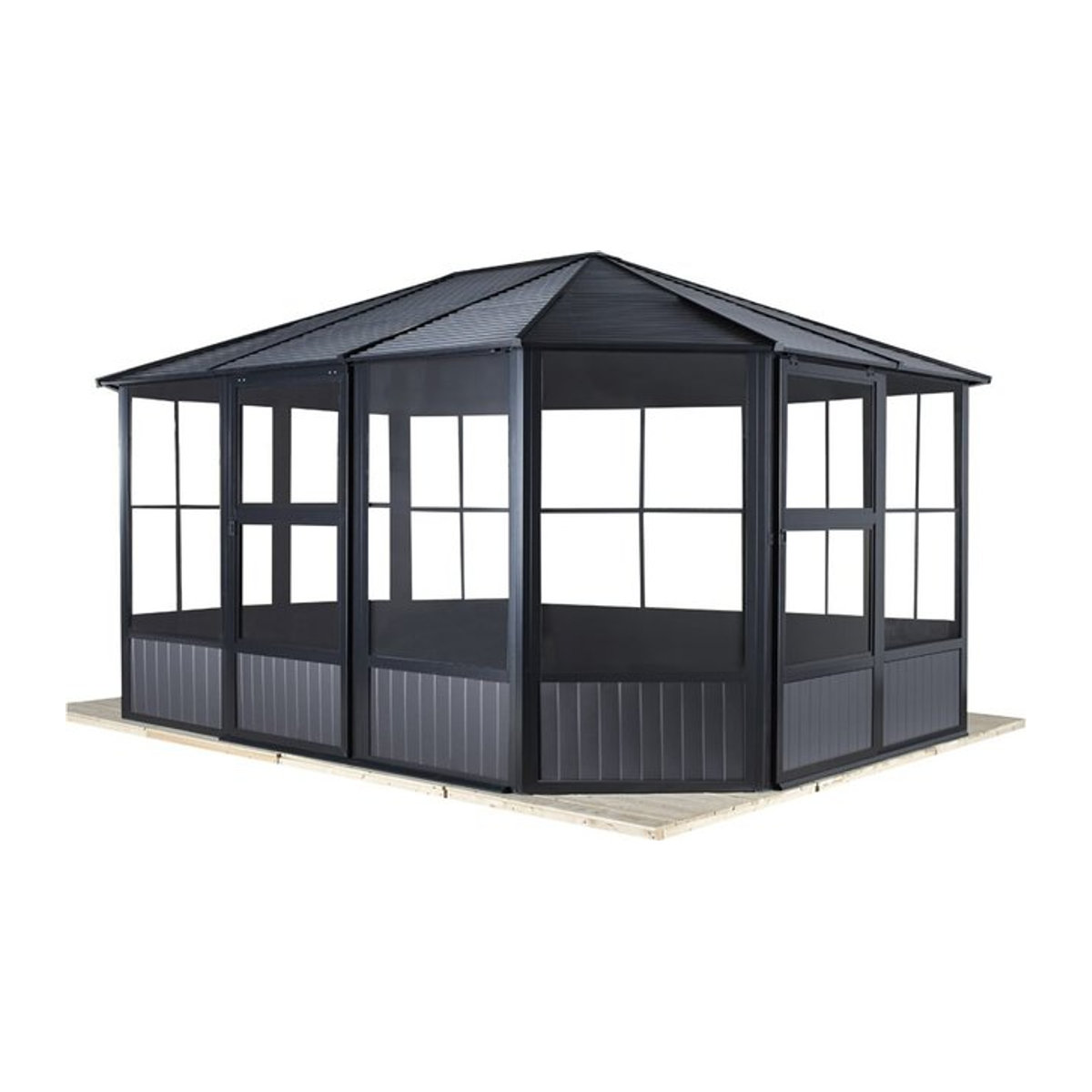 Sojag Kaltwintergarten Charleston Aluminium Modern Anthrazit B/H/T: 384 x 281 x 384 cm - Bild 1