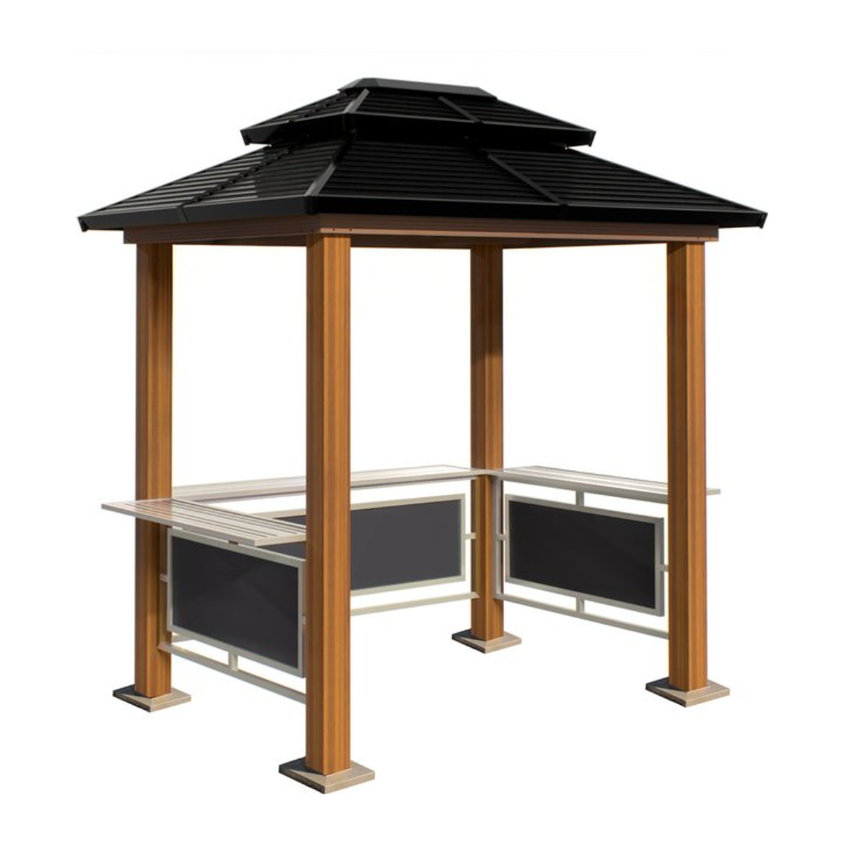 Sojag Pavillon BBQ Maui in Holzoptik braun aus Aluminium B/H/L: 178 x 278 x 243 cm - Bild 1