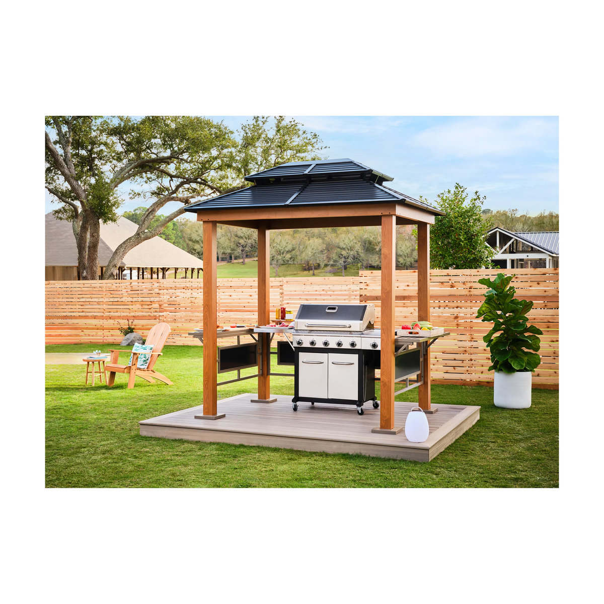 Sojag Pavillon BBQ Maui in Holzoptik braun aus Aluminium B/H/L: 178 x 278 x 243 cm - Bild 2