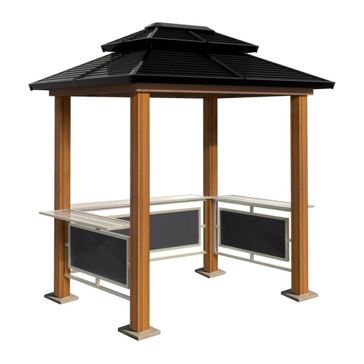 Sojag Pavillon BBQ Maui in Holzoptik braun aus Aluminium B/H/L: 178 x 278 x 243 cm - Bild 4