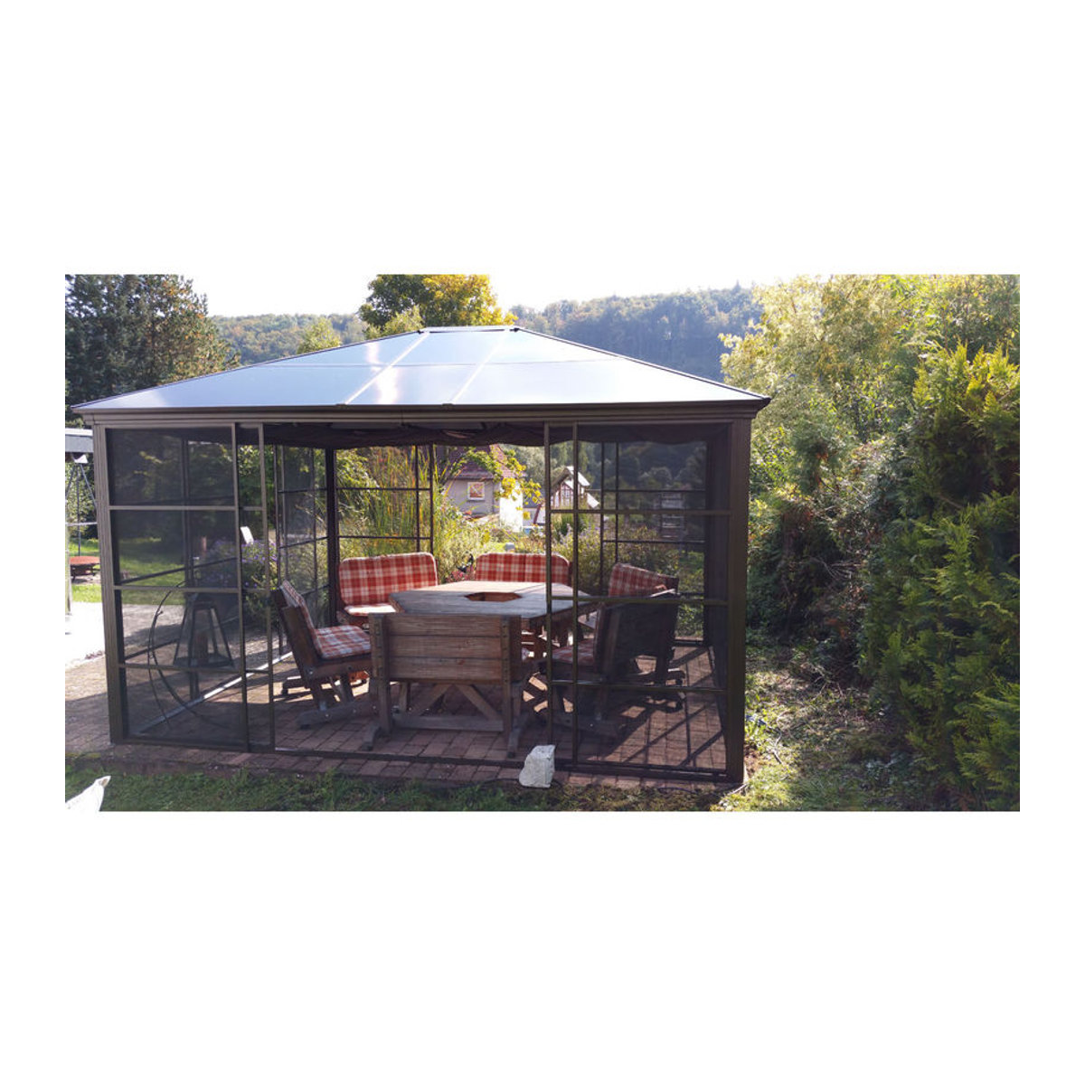 Sojag Pavillon Castel in Bronze aus Aluminium, B: 427 cm, T: 362 cm, H: 296 cm - Bild 5