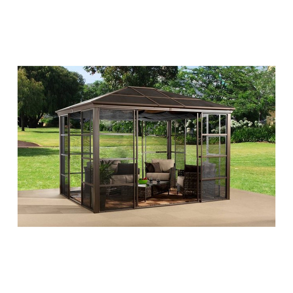 Sojag Pavillon Castel Modern Aluminium Braun H: 362 cm - Bild 1