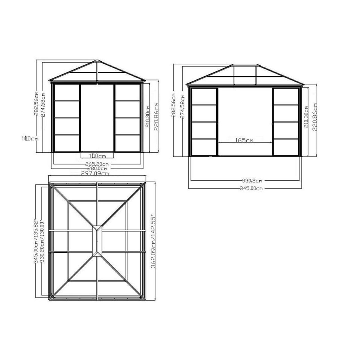 Sojag Pavillon Castel Modern Aluminium Braun H: 362 cm - Bild 2