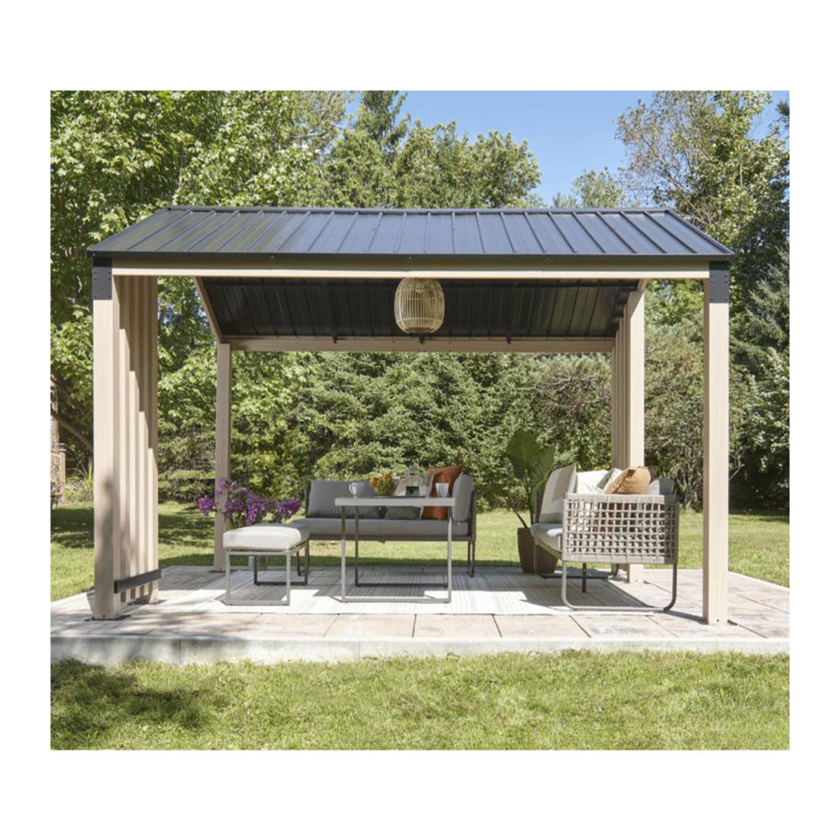 Sojag Pavillon Lito 1012 mit Satteldach in Natur, B/T/H: 368,4 x 305 x 296 cm - Bild 2