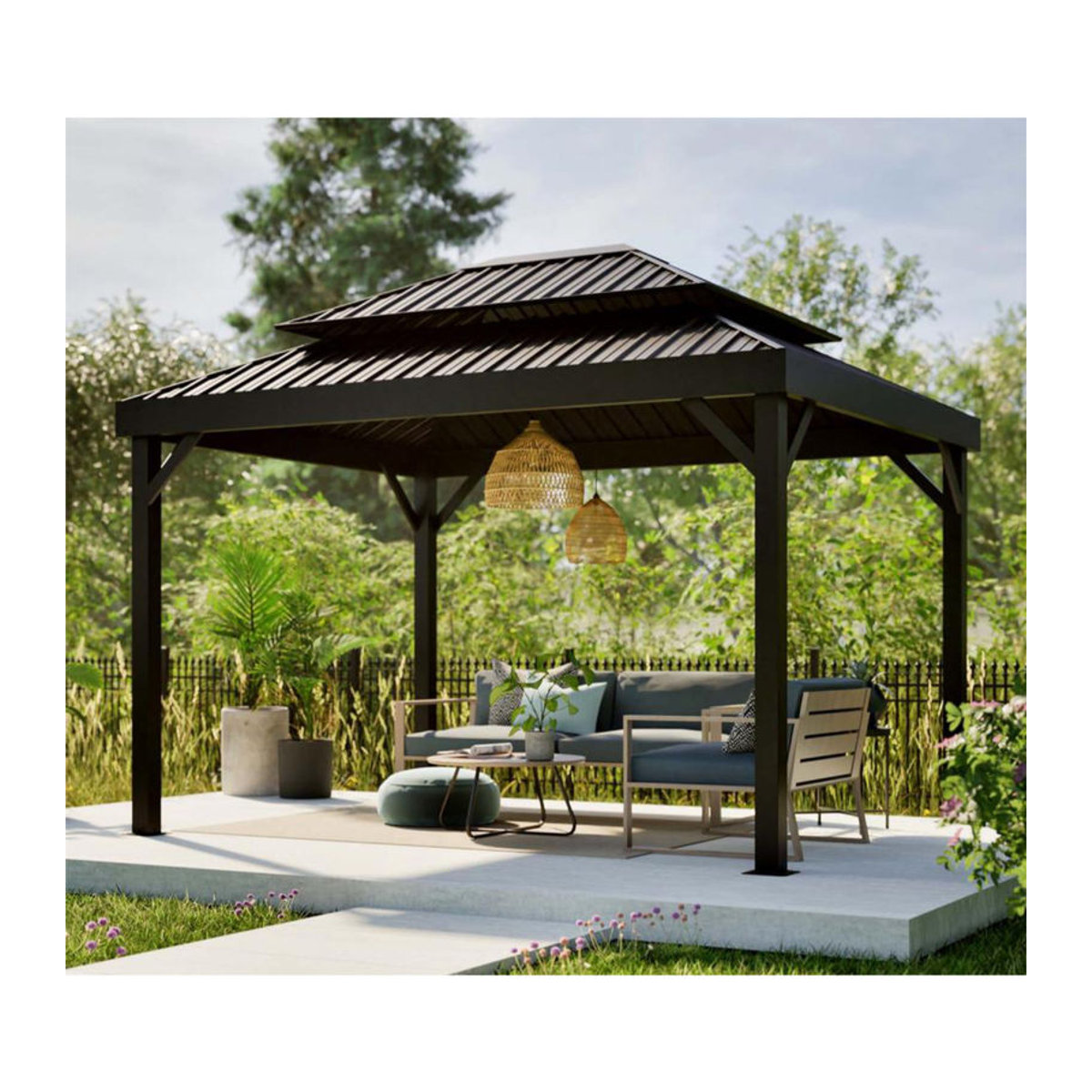 Sojag Pavillon London in Schwarz mit Metallgestell B/T/H: 424,3 x 299,3 x 310 cm - Bild 1