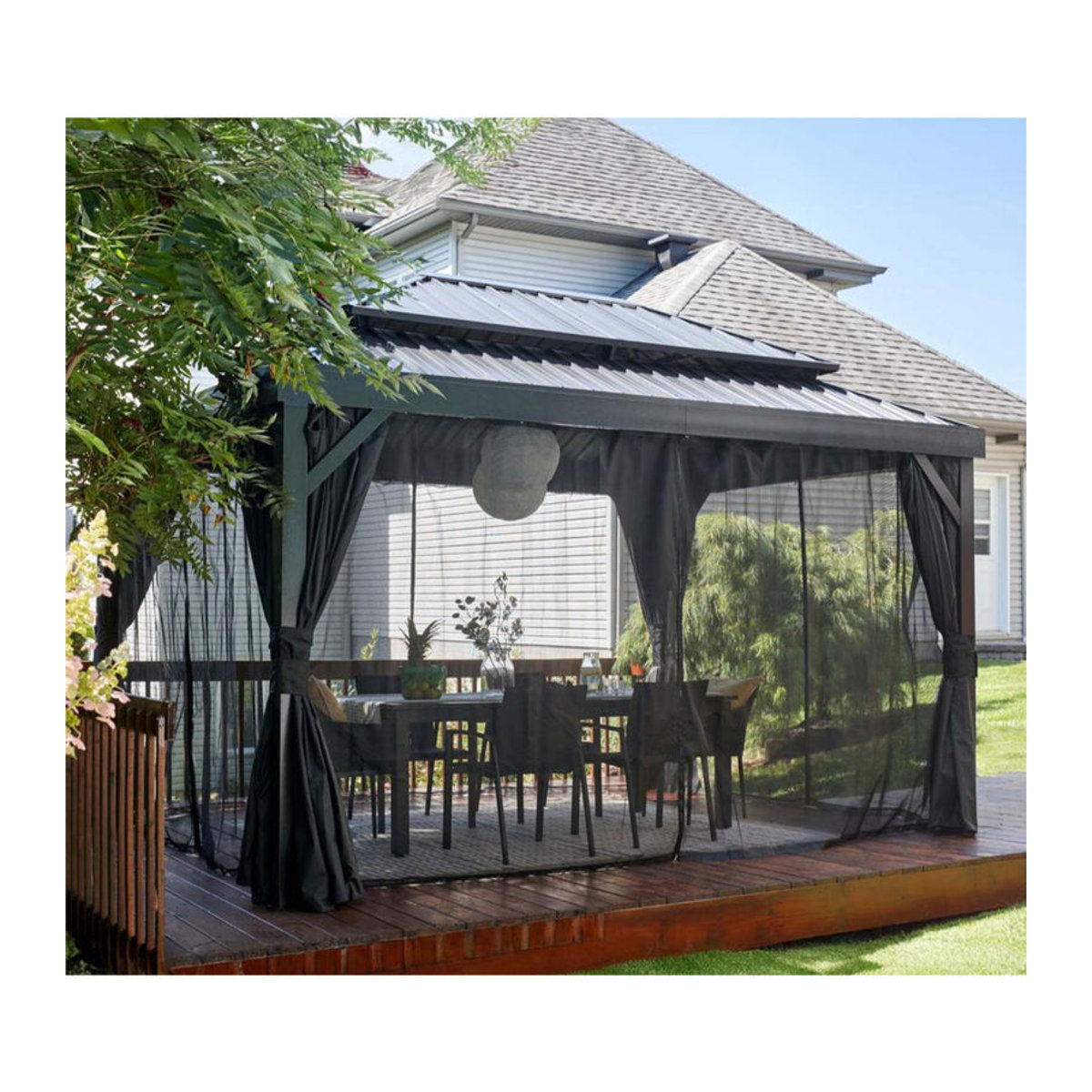 Sojag Pavillon London in Schwarz mit Metallgestell B/T/H: 424,3 x 299,3 x 310 cm - Bild 2