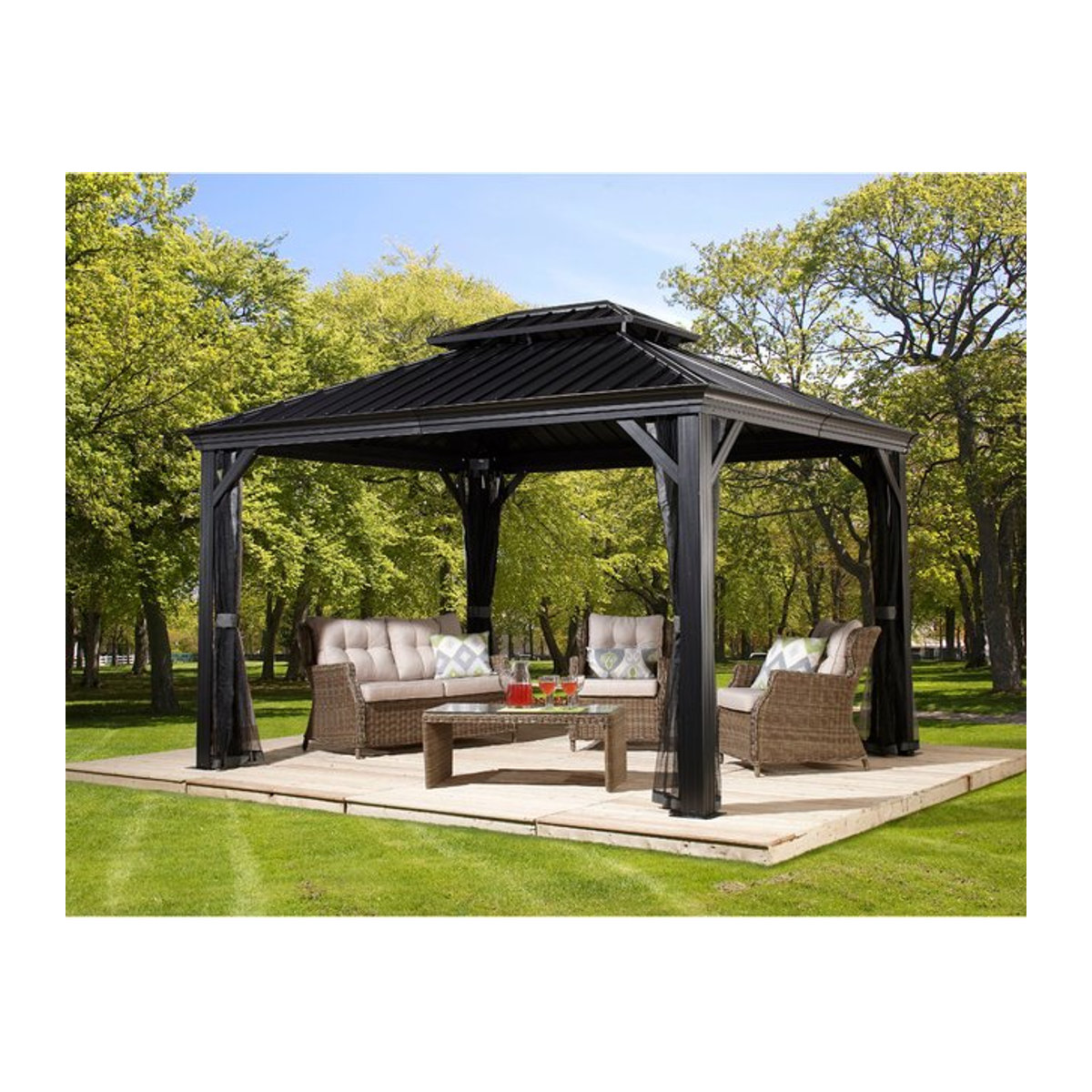Sojag Pavillon Messina aus Aluminium in Anthrazit, B/T/H: 363 x 298 x 292 cm - Bild 2