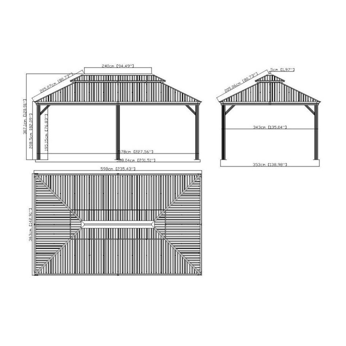 SOJAG Pavillon Messina Modern Aluminium Anthrazit B/H/L: 363 x 307 x 598 cm - Bild 2