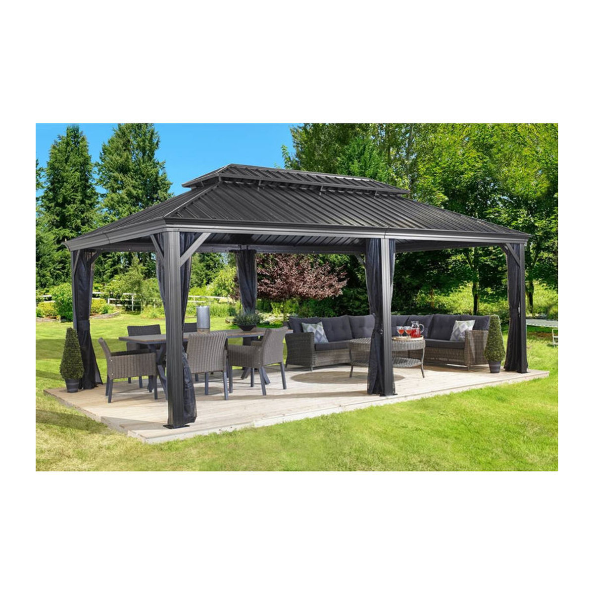 SOJAG Pavillon Messina Modern Aluminium Anthrazit B/H/L: 363 x 307 x 598 cm - Bild 4