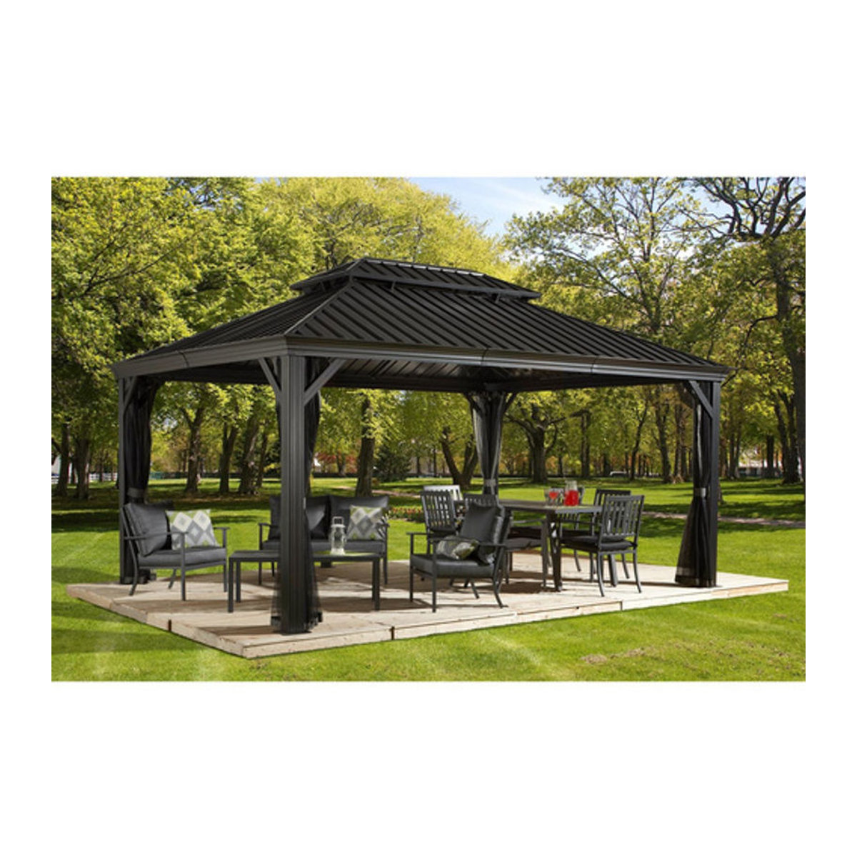 Sojag Pavillon Messina modern aus Aluminium in Anthrazit, B/T/H: 483 x 363 x 307 cm - Bild 3
